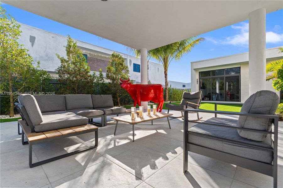 Exterior details and patio area of a home in , Weston (Image 49).