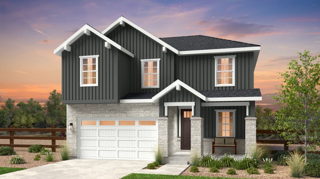 Representative exterior photo of a completed home built from the Granby by Taylor Morrison in The Town Collection at Independence, Elizabeth, CO (Image 2).