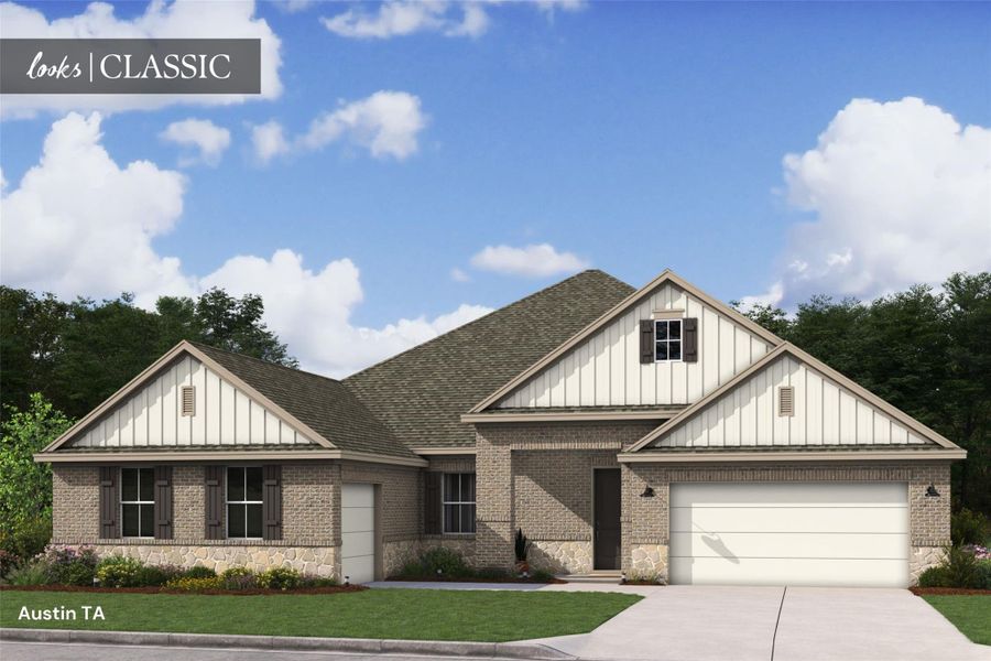 Gorgeous Austin home design by K. Hovnanian Homes with elevation TA in beautiful Grand Oaks. (*Artist rendering used for illustration purposes only.) Gorgeous Austin home design by K. Hovnanian Homes with elevation TA in beautiful Grand Oaks. (*Artist rendering used for illustration purposes only.)