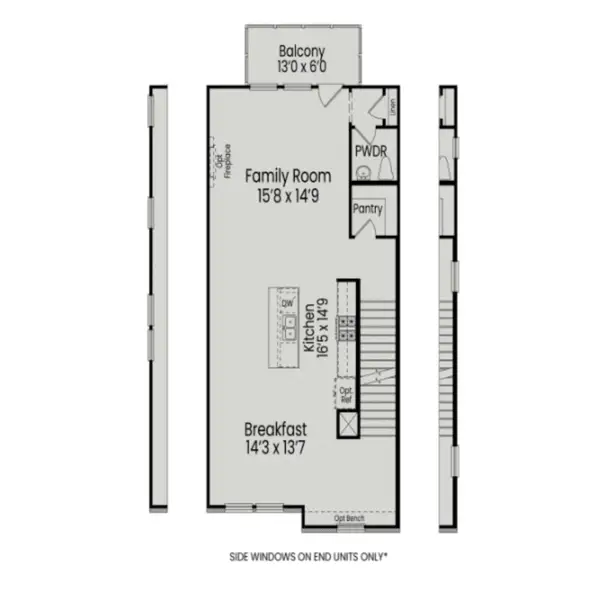 2D floor plan layout for the The Mitchell Exterior by Davidson Homes LLC in Camden Park, Knightdale, NC (Image 2).