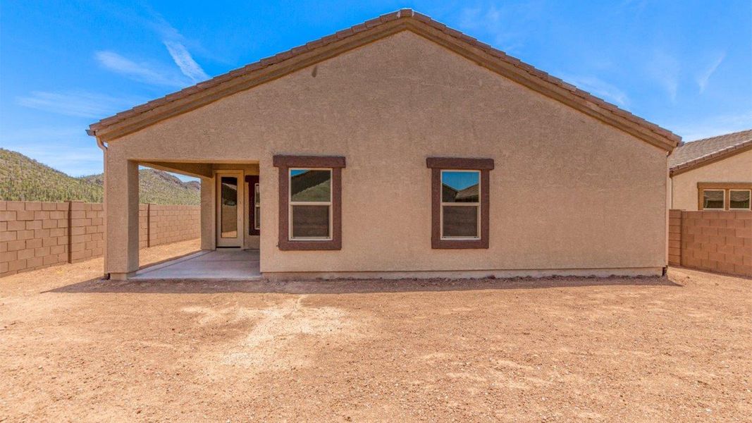Front exterior of a new home in Sycamore Vista, Vail, AZ, highlighting curb appeal (Image 18).