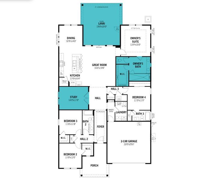 2D floor plan layout of this home in RiverTown - Ravines, St. Johns, FL (Image 2). 2D floor plan layout of this home in RiverTown - Ravines, St. Johns, FL (Image 2).