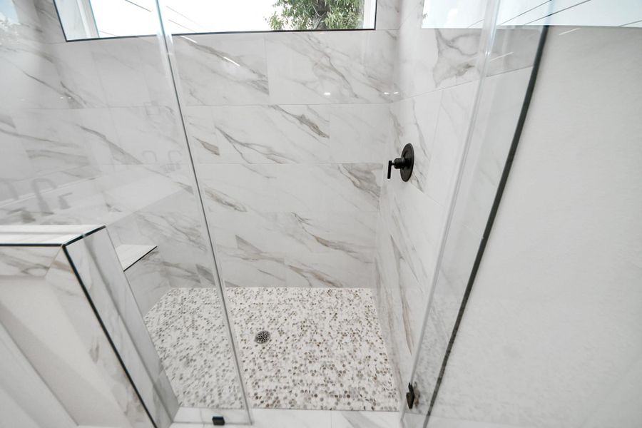 Walk-in shower detail in primary bath