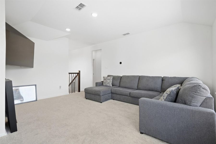 Furnished interior view inside a new home in Bridgeland 45', 50', 70', Cypress (Image 14). Furnished interior view inside a new home in Bridgeland 45', 50', 70', Cypress (Image 14).