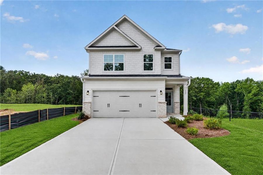 Front exterior of a new home in Villas at Dawsonville, Dawsonville, GA, highlighting curb appeal (Image 25).
