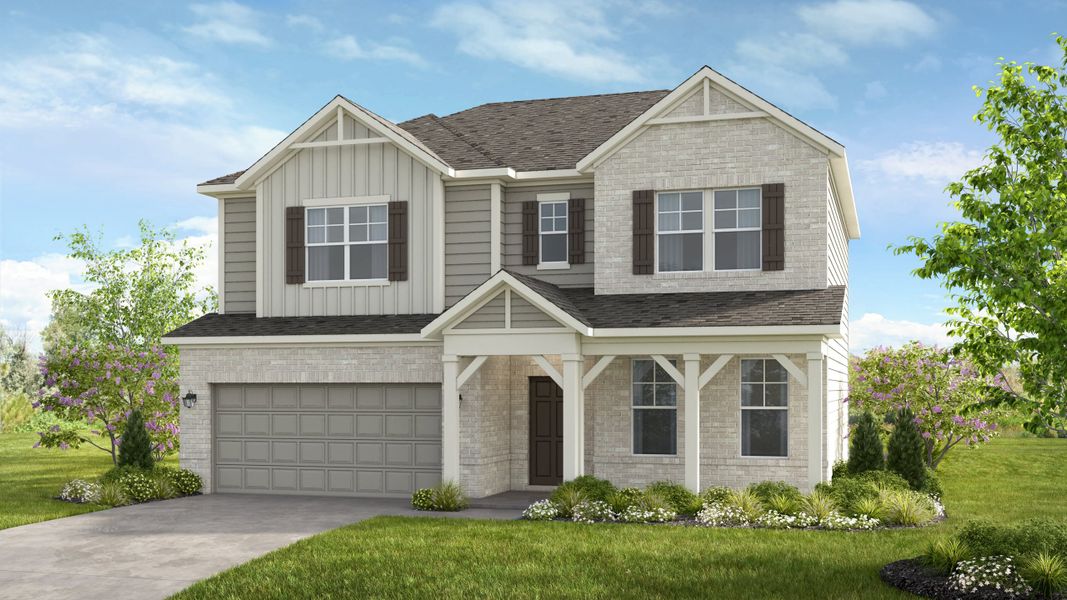 Representative exterior photo of a completed home built from the Kirkwood by Taylor Morrison in Stratford Hills, Ball Ground, GA (Image 16). Representative exterior photo of a completed home built from the Kirkwood by Taylor Morrison in Stratford Hills, Ball Ground, GA (Image 16).