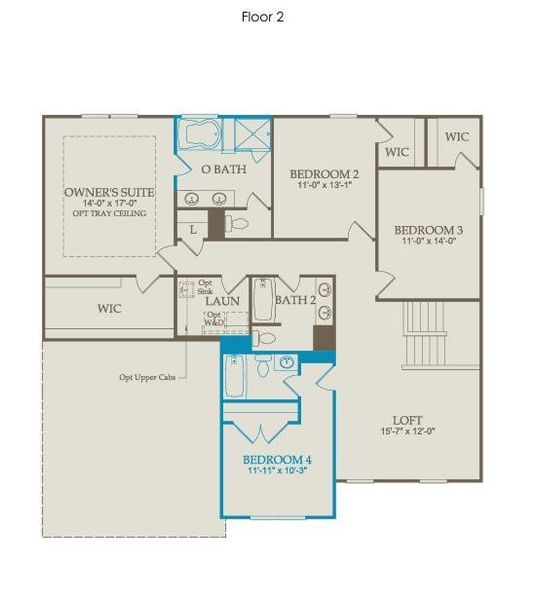 2D floor plan layout of this home in Ashworth Estates, Powder Springs, GA (Image 4).