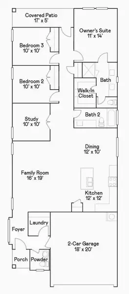 2D floor plan layout of this home in The Grand Prairie, Hockley, TX (Image 3).