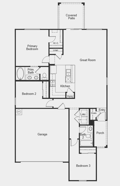 2D floor plan layout for the 1356 Modeled by KB Home in Bella Camino Traditions, San Tan Valley, AZ (Image 4).
