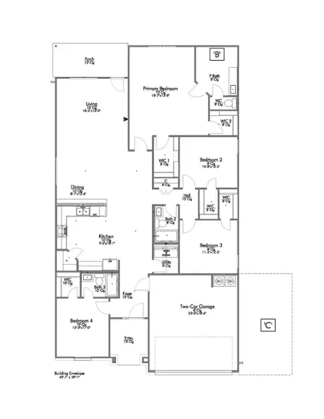 2D floor plan layout of this home in Arroyo Ranch, Seguin, TX (Image 4).