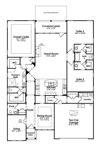 2D floor plan layout of this home in Cresswind Charlotte, Charlotte, NC (Image 3). 2D floor plan layout of this home in Cresswind Charlotte, Charlotte, NC (Image 3).