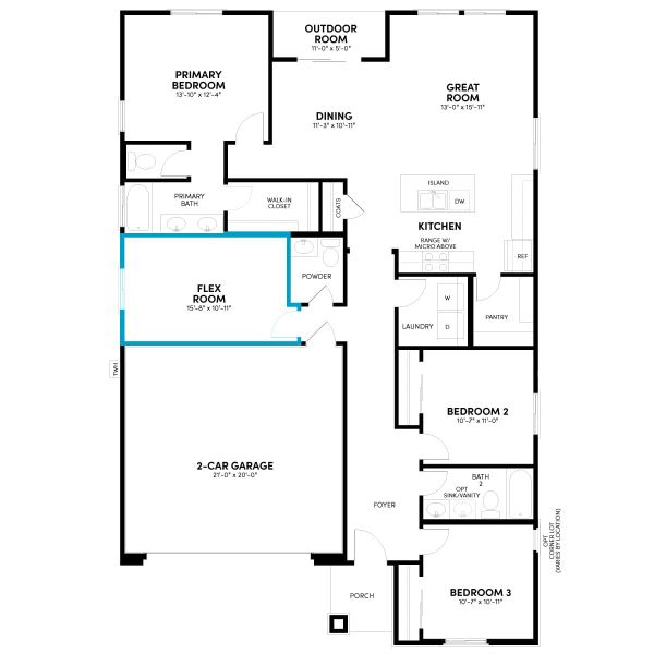 Floor 1: Optional Flex Room at Bed 4