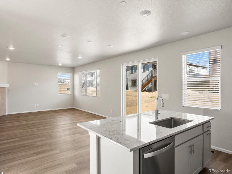 Furnished interior view inside a new home in Buffalo Highlands: The Flora Collection, Commerce City (Image 6). Furnished interior view inside a new home in Buffalo Highlands: The Flora Collection, Commerce City (Image 6).