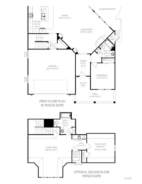 2D floor plan layout of this home in The Courtyards at Stewarts Creek, Smyrna, TN (Image 3).