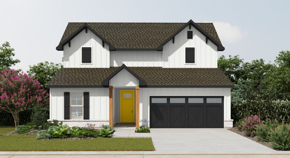 Representative exterior photo of a completed home built from the Gemella B II by DSLD Homes in Two Step Farm, Montgomery, TX (Image 2). Representative exterior photo of a completed home built from the Gemella B II by DSLD Homes in Two Step Farm, Montgomery, TX (Image 2).