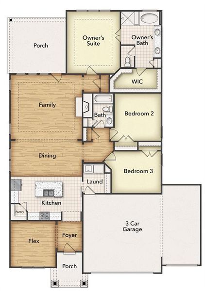 2D floor plan layout of this home in Waterford Park, Weatherford, TX (Image 2).
