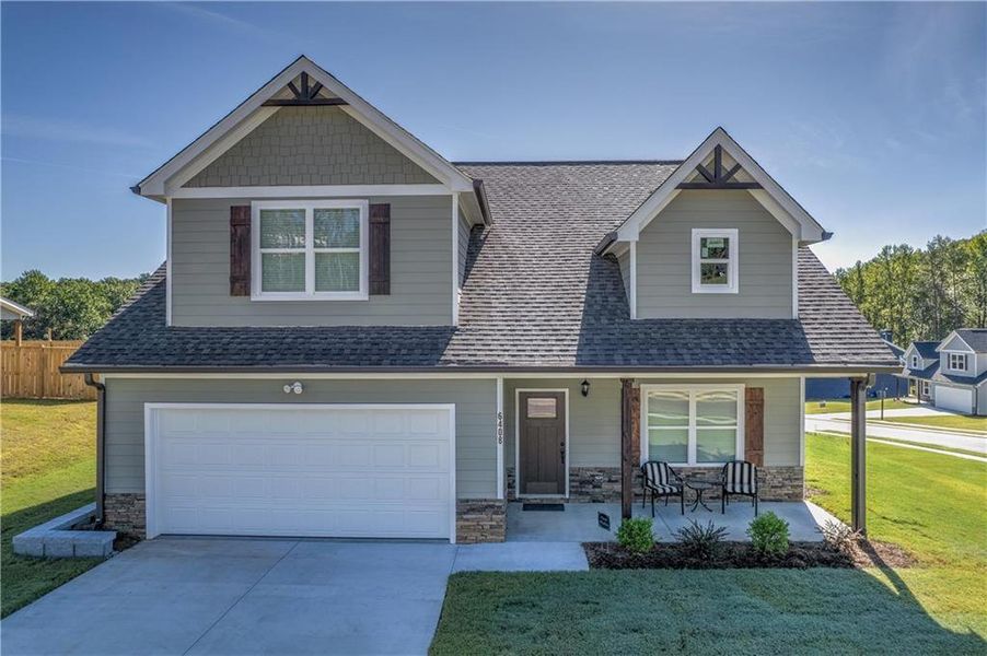 Front exterior of a new home in , Lula, GA, highlighting curb appeal (Image 27).