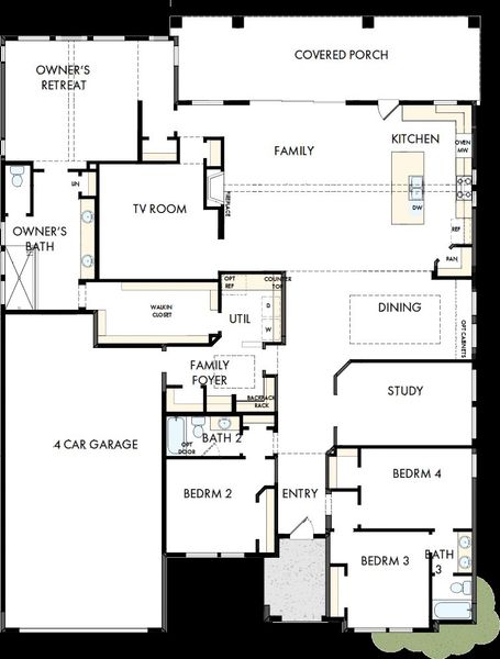 2D floor plan layout of this home in Monterra - Classics, Fate, TX (Image 2). 2D floor plan layout of this home in Monterra - Classics, Fate, TX (Image 2).