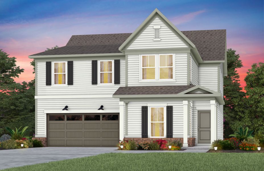 Representative exterior photo of a completed home built from the Leyton by Pulte Homes in Elmbrook, Matthews, NC (Image 2). Representative exterior photo of a completed home built from the Leyton by Pulte Homes in Elmbrook, Matthews, NC (Image 2).