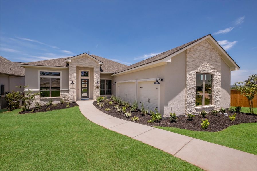 Representative exterior photo of a completed home built from the The Davinci by Whitestone Custom Homes in Johnson Ranch, Bulverde, TX (Image 26).
