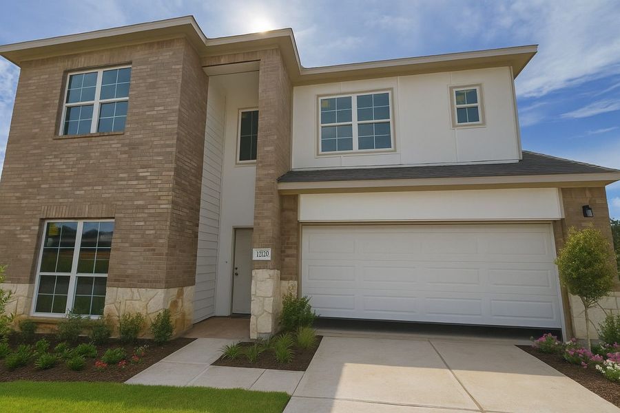Representative exterior photo of a completed home built from the Oakridge by Alta Homes in Lexington Heights 50', Willis, TX (Image 1).