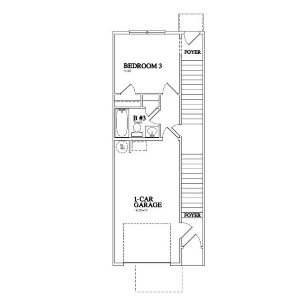 2D floor plan layout for the Units A-F by Red Cedar Homes in West End Townhomes, Charlotte, NC (Image 4).
