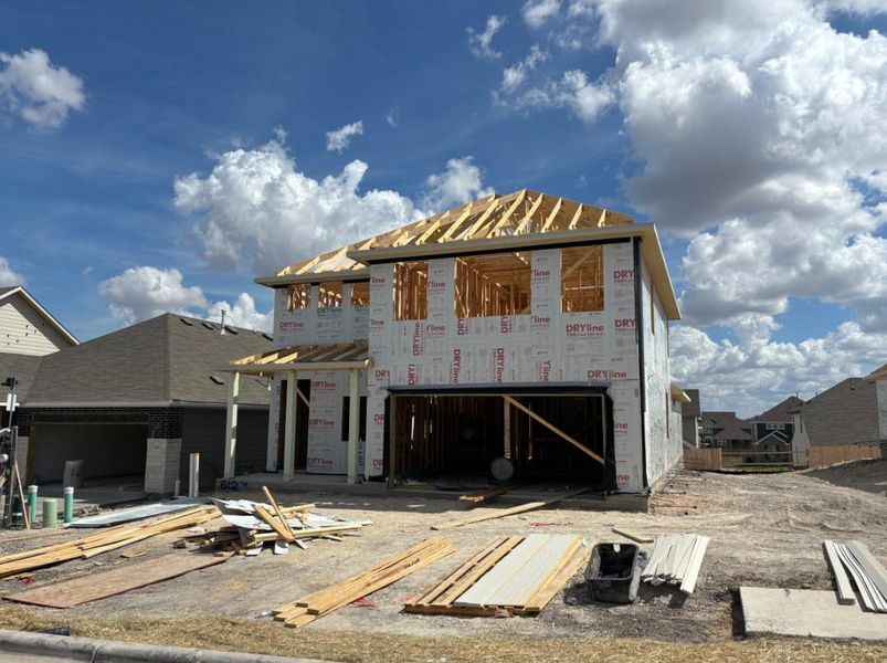 In-progress construction of a new home in Covered Bridge, Hutto, TX (Image 2). In-progress construction of a new home in Covered Bridge, Hutto, TX (Image 2).