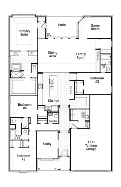 2D floor plan layout of this home in Ridge Crossing, Waxahachie, TX (Image 3).