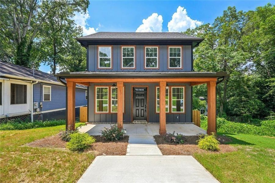Front exterior of a new home in , Atlanta, GA, highlighting curb appeal (Image 2). Front exterior of a new home in , Atlanta, GA, highlighting curb appeal (Image 2).