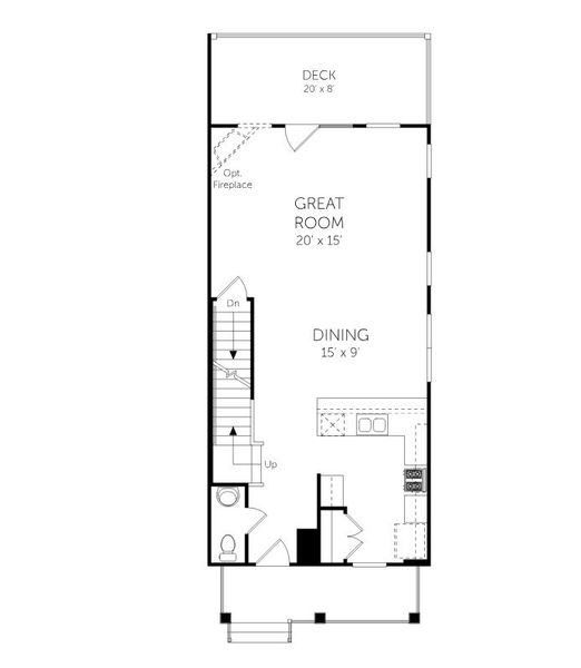 2D floor plan layout for the Hamilton - Single Family Homes by Dream Finders Homes in The Settlement, Simpsonville, SC (Image 3).
