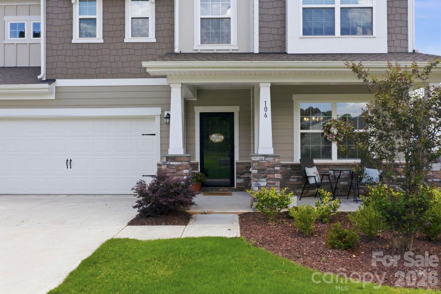 Exterior details and patio area of a home in Falls Cove at Lake Norman, Troutman (Image 26).