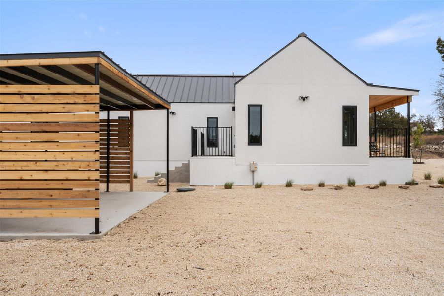 Exterior details and patio area of a home in , Wimberley (Image 22).