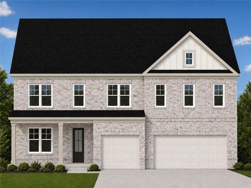 Front exterior of a new home in The Stables at Ewing Chapel, Dacula, GA, highlighting curb appeal (Image 24).