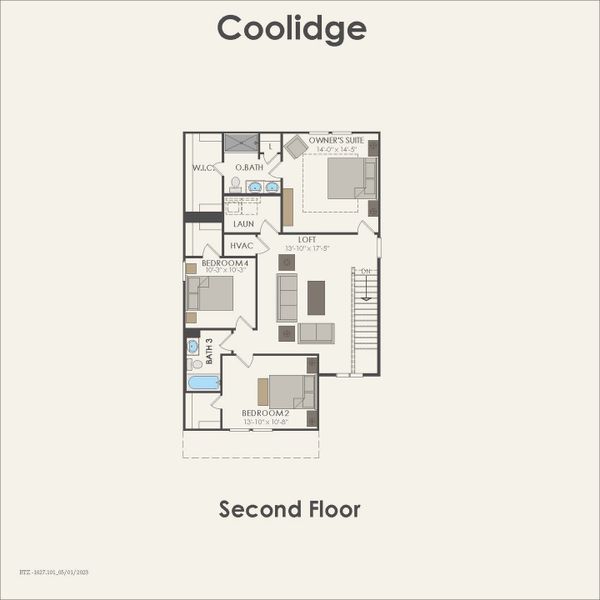 2D floor plan layout for the Coolidge by Centex in Clearhaven, Princeton, TX (Image 3).