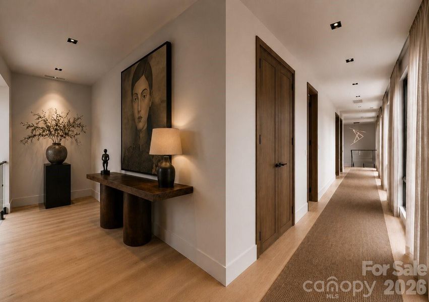 Upper-level hallway. Disclosure: This image has been digitally enhanced with AI-generated virtual staging and does not reflect the property's actual condition. Upper-level hallway. Disclosure: This image has been digitally enhanced with AI-generated virtual staging and does not reflect the property's actual condition.