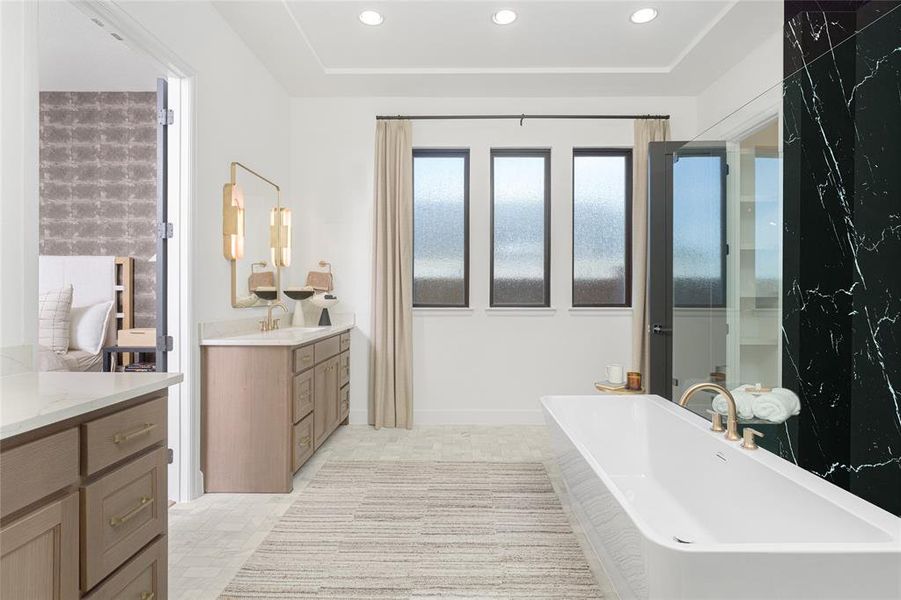 Furnished interior view inside a new home in The Tribute 50', The Colony (Image 9).