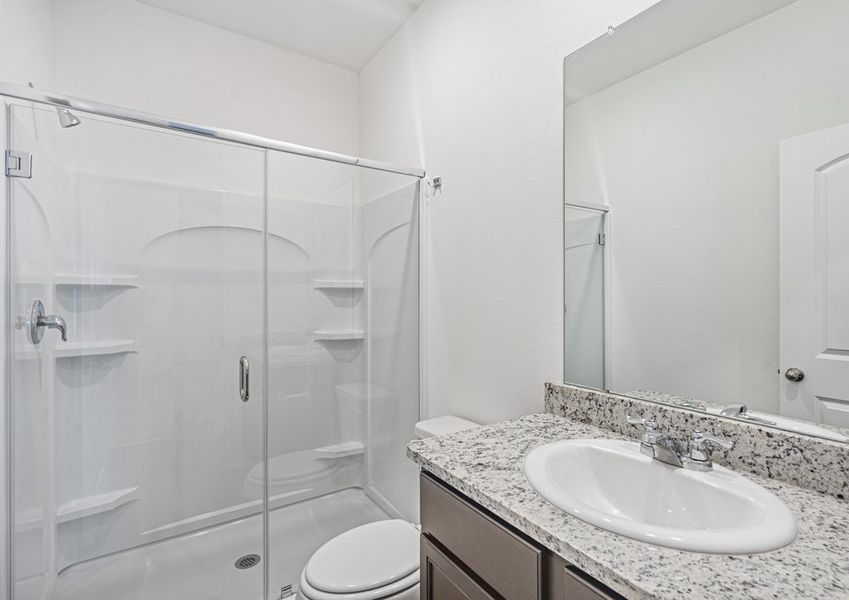 Guest bathroom with a walk-in shower. Guest bathroom with a walk-in shower.