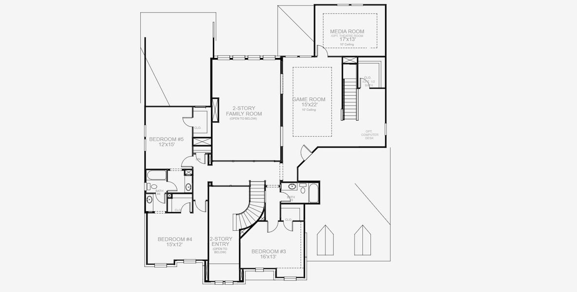 2D floor plan layout for the 4891W by Perry Homes in Lakes of Cane Island, Katy, TX (Image 4).