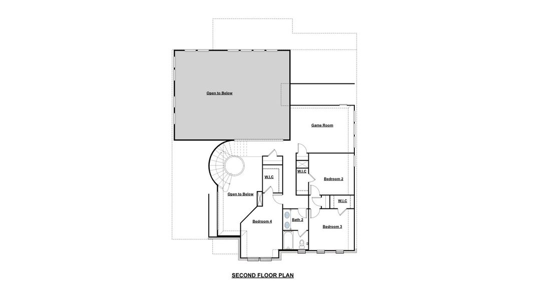 2D floor plan layout for the Harrison 5234 by GFO Home in Wellington, Haslet, TX (Image 4).