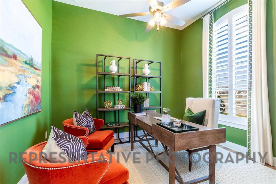 Office space with healthy amount of natural light and ceiling fan Office space with healthy amount of natural light and ceiling fan