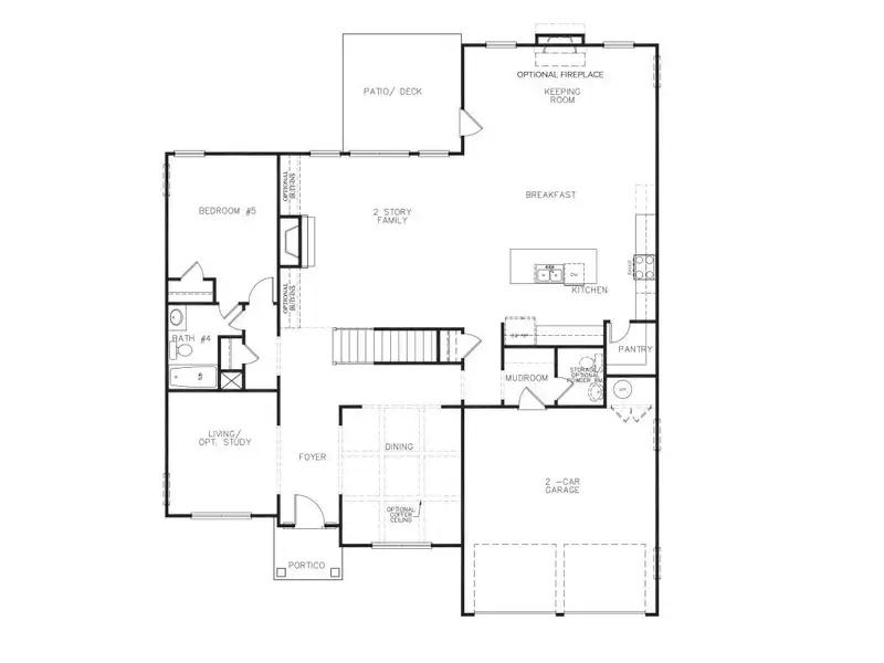2D floor plan layout for the The Brookdale by Stephen Elliott Homes in Oak Mountain View, Carrollton, GA (Image 3).