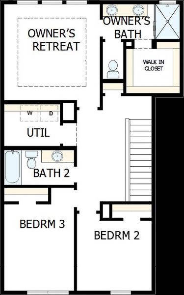 2D floor plan layout of this home in Serenity - The Cottage Collection, Fuquay Varina, NC (Image 3).
