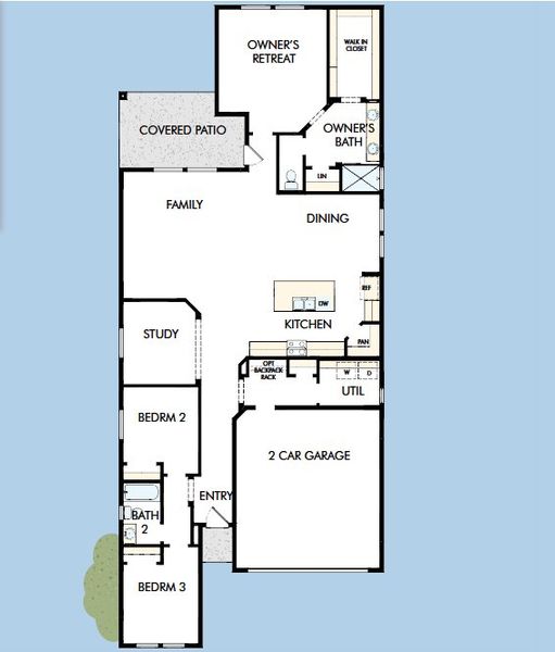 2D floor plan layout for the The Castello by David Weekley Homes in Artesa at Soleo, San Tan Valley, AZ (Image 3).