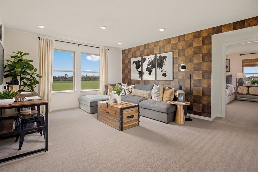 Representative furnished interior of a home built from the 2070 by KB Home in Sunset Grove South, Hitchcock (Image 7).