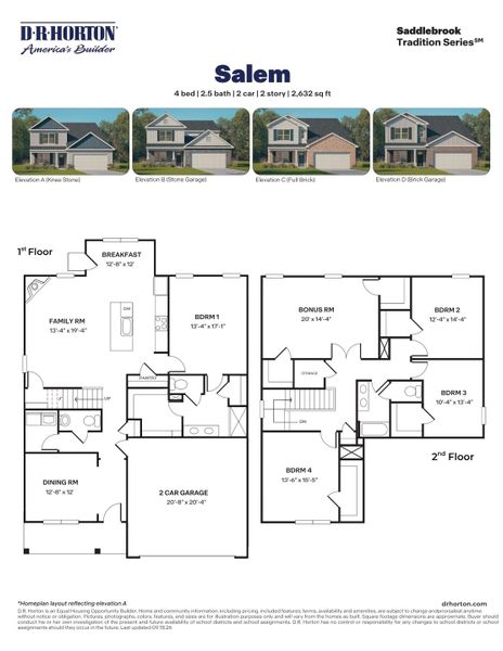 2D floor plan layout for the SALEM - DHRe by D.R. Horton in Saddlebrook, Rocky Mount, NC (Image 3). 2D floor plan layout for the SALEM - DHRe by D.R. Horton in Saddlebrook, Rocky Mount, NC (Image 3).