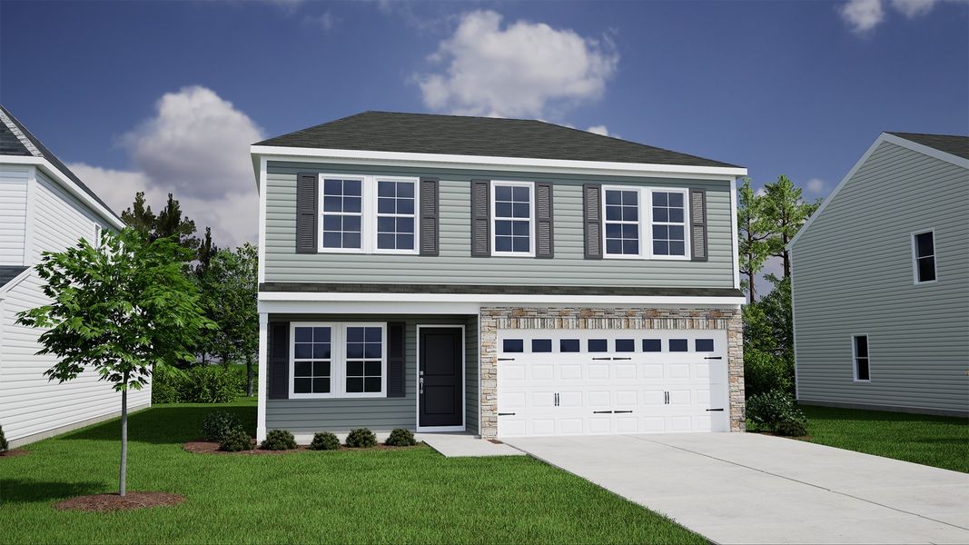 Representative exterior photo of a completed home built from the Meriwether - Genesis Value Collection by Mungo Homes in Clairmont, Charlotte, NC (Image 12).