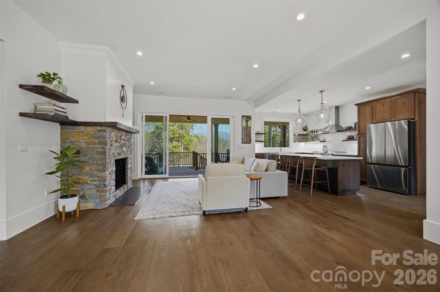 Great Room, Dining Area and Kitchen