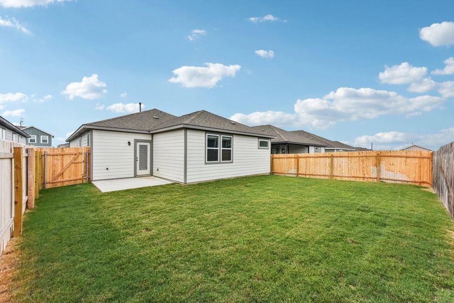 Exterior details and patio area of a home in The Glen at Stallion Run, Buda (Image 3). Exterior details and patio area of a home in The Glen at Stallion Run, Buda (Image 3).