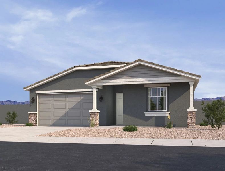 Representative exterior photo of a completed home built from the Larkspur by Ashton Woods in Visara, Surprise, AZ (Image 2).