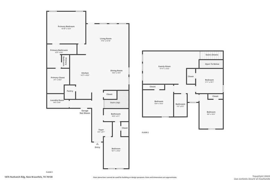 2D floor plan layout of this home in Voss Farms, New Braunfels, TX (Image 5).